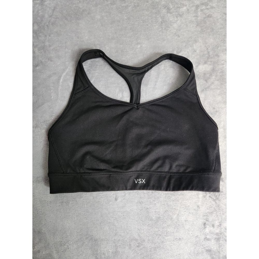 Victoria's Secret Sports Bra The Player Black Racerback VSX M Medium Impact